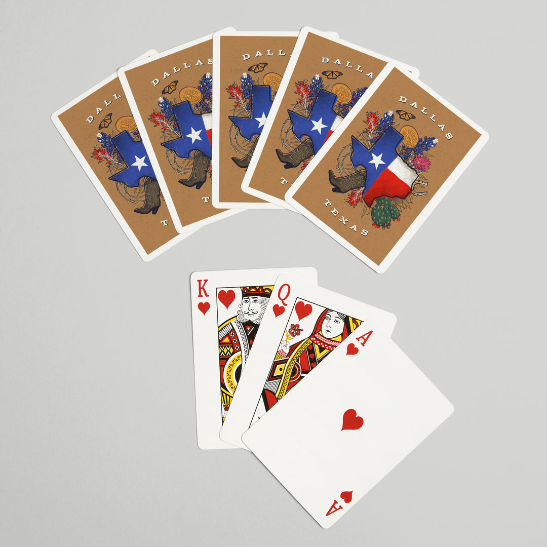 Playing Cards, Dallas, Texas, State Treasure Trove, State Series, 52 Card Deck with Jokers in Box, Unique Art Cards Lantern Press 