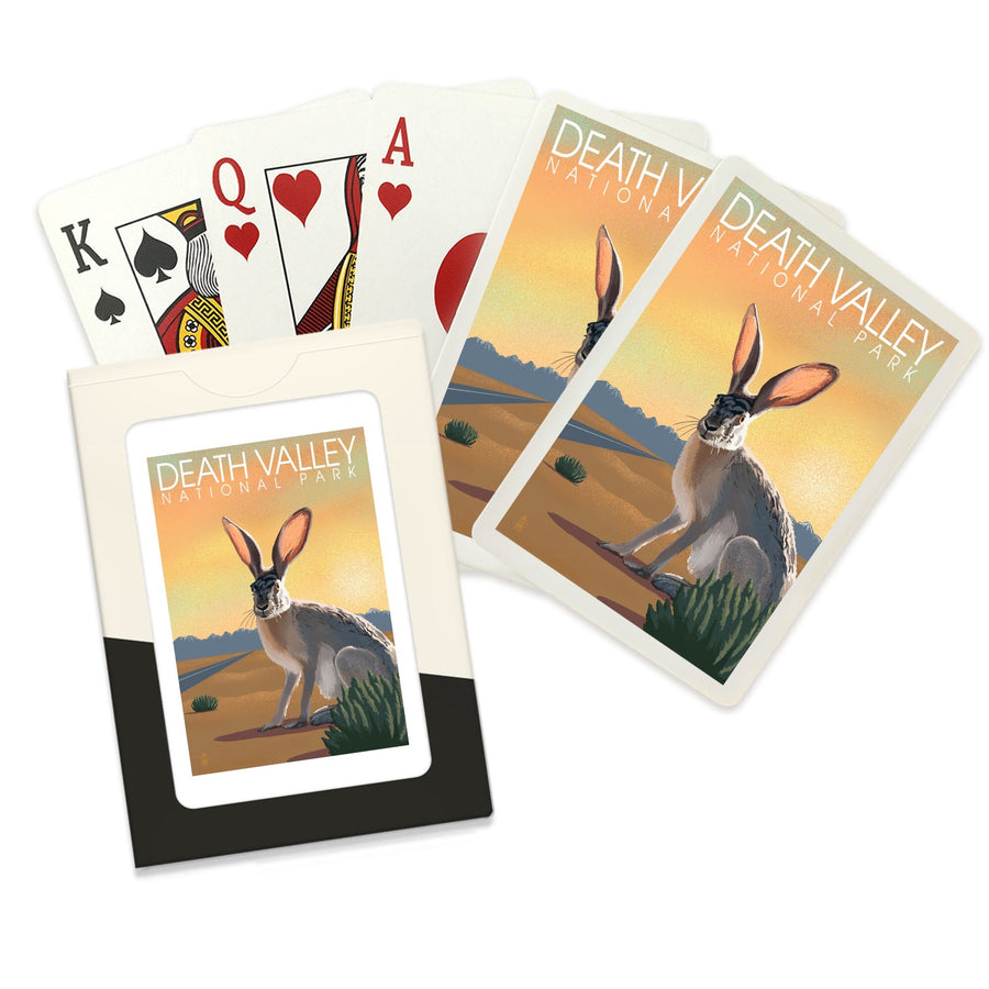 Playing Cards, Death Valley National Park, California, Lithograph, Jackrabbit, 52 Card Deck with Jokers in Box, Unique Art Cards Lantern Press 
