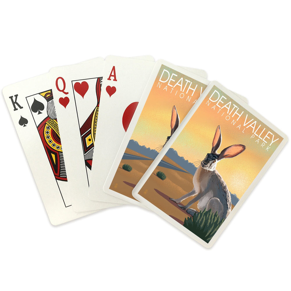 Playing Cards, Death Valley National Park, California, Lithograph, Jackrabbit, 52 Card Deck with Jokers in Box, Unique Art Cards Lantern Press 