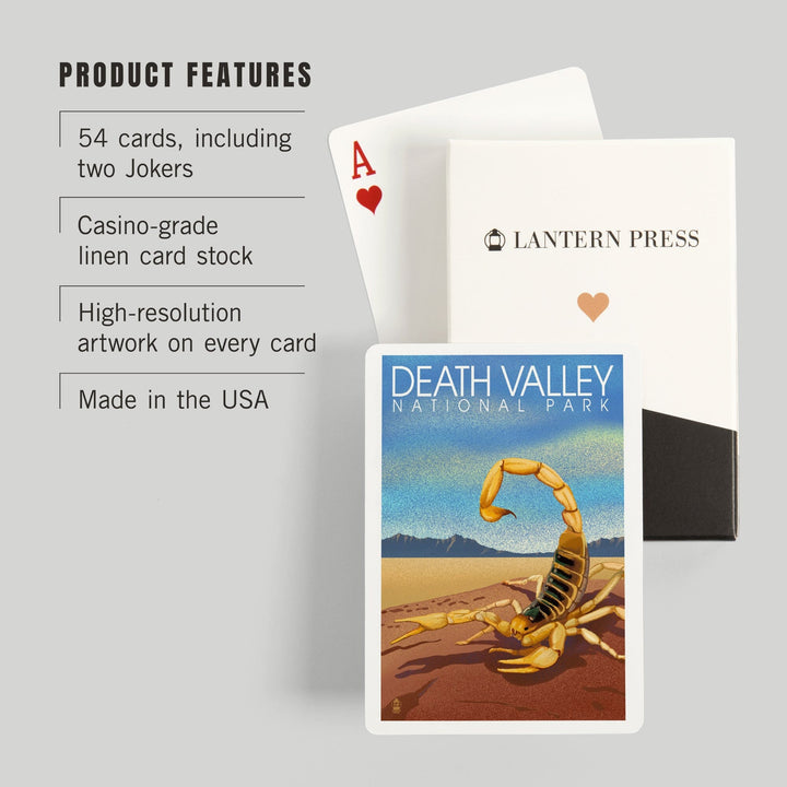 Playing Cards, Death Valley National Park, California, Lithograph, Scorpion, 52 Card Deck with Jokers in Box, Unique Art Cards Lantern Press 