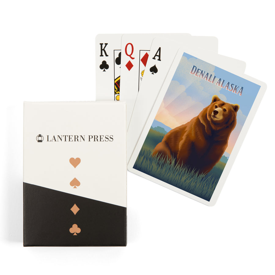 Playing Cards, Denali, Alaska, Lithograph Wildlife Series, Grizzly Bear, 52 Card Deck with Jokers in Box, Unique Art Cards Lantern Press 