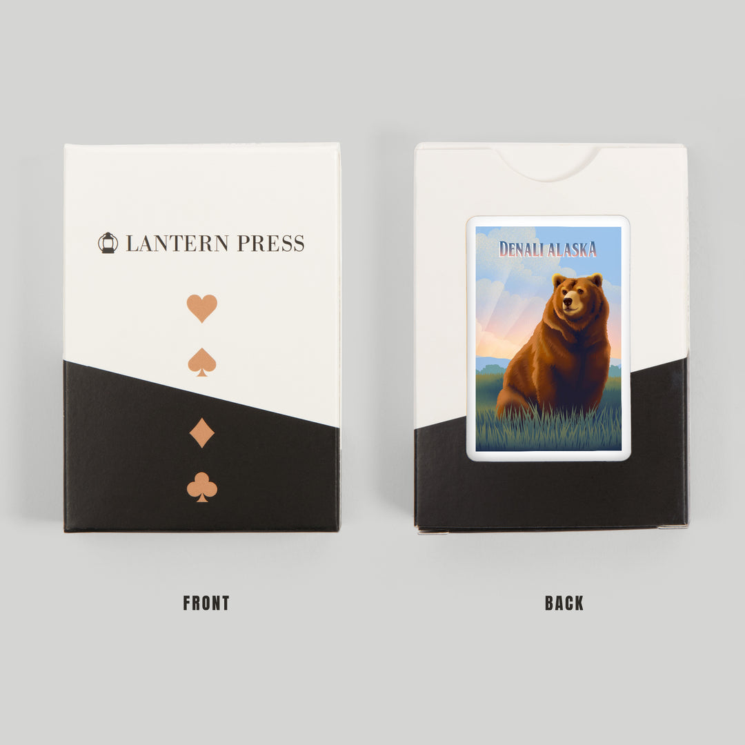 Playing Cards, Denali, Alaska, Lithograph Wildlife Series, Grizzly Bear, 52 Card Deck with Jokers in Box, Unique Art Cards Lantern Press 