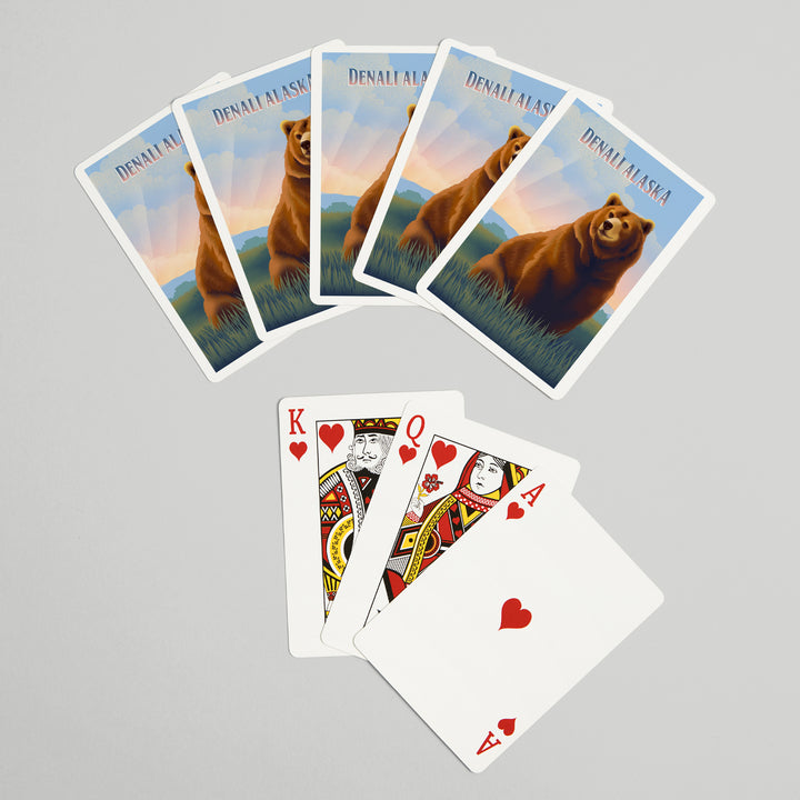 Playing Cards, Denali, Alaska, Lithograph Wildlife Series, Grizzly Bear, 52 Card Deck with Jokers in Box, Unique Art Cards Lantern Press 