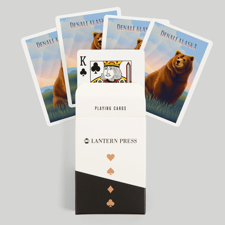 Playing Cards, Denali, Alaska, Lithograph Wildlife Series, Grizzly Bear, 52 Card Deck with Jokers in Box, Unique Art Cards Lantern Press 