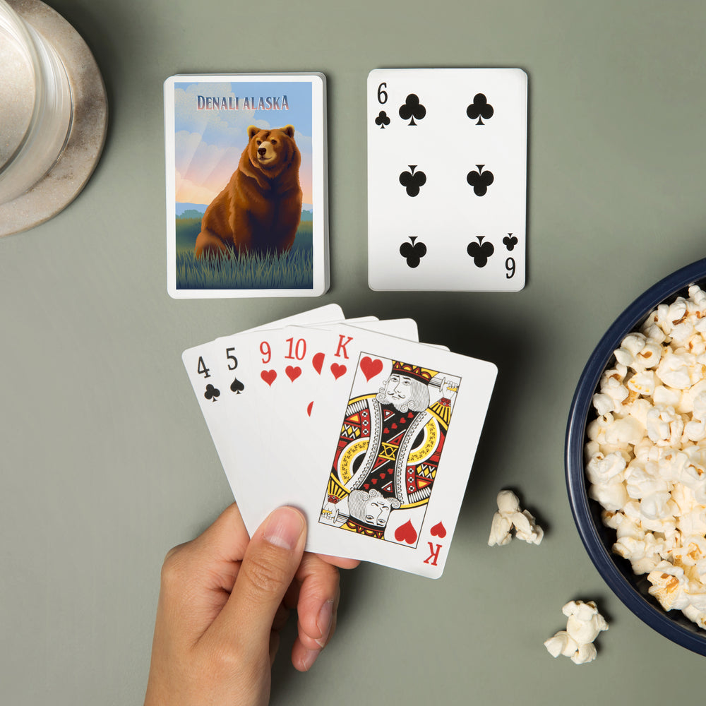 Playing Cards, Denali, Alaska, Lithograph Wildlife Series, Grizzly Bear, 52 Card Deck with Jokers in Box, Unique Art Cards Lantern Press 