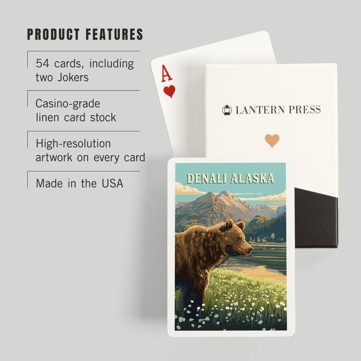 Playing Cards, Denali, Alaska, Painterly, Bear, 52 Card Deck with Jokers in Box, Unique Art Cards Lantern Press 