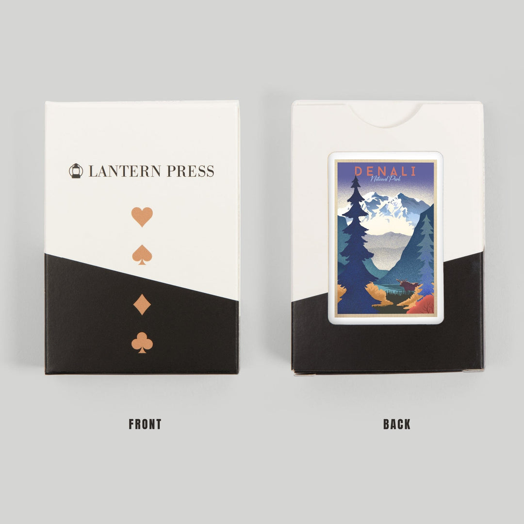 Playing Cards, Denali National Park, Alaska, Mountain Scene, Lithograph, 52 Card Deck with Jokers in Box, Unique Art Cards Lantern Press 
