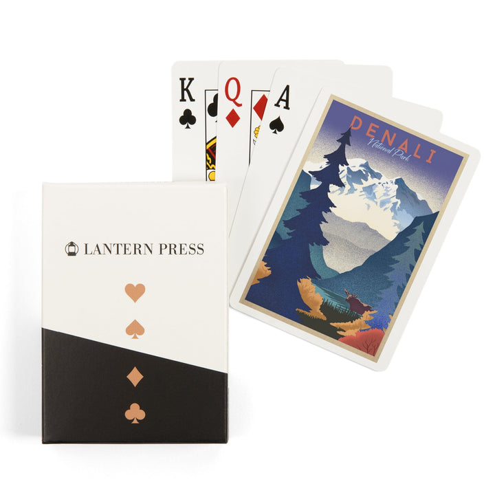 Playing Cards, Denali National Park, Alaska, Mountain Scene, Lithograph, 52 Card Deck with Jokers in Box, Unique Art Cards Lantern Press 