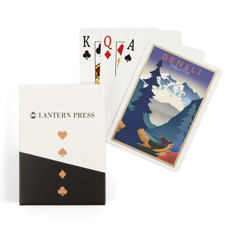 Playing Cards, Denali National Park, Alaska, Mountain Scene, Lithograph, 52 Card Deck with Jokers in Box, Unique Art Cards Lantern Press 