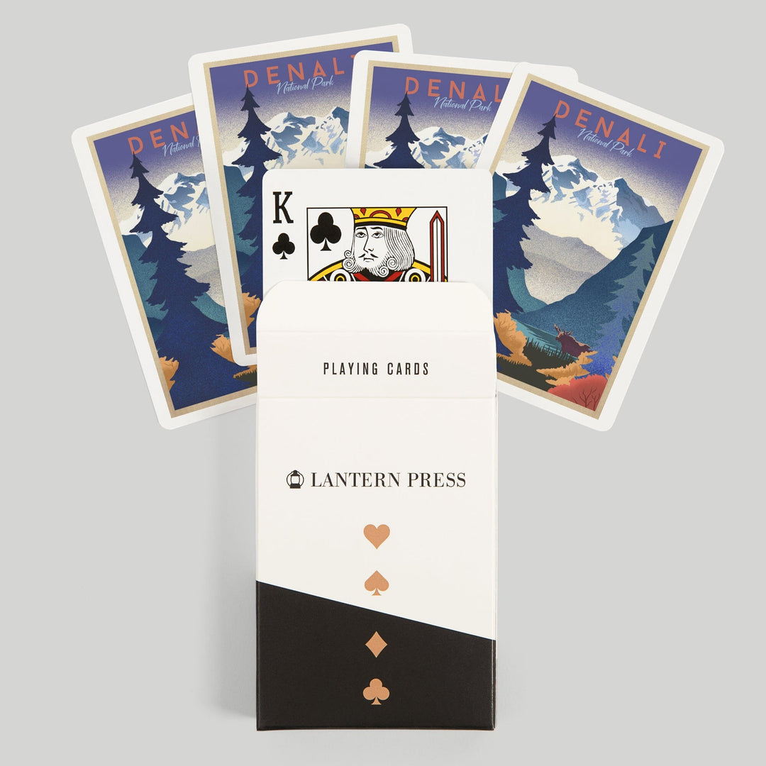Playing Cards, Denali National Park, Alaska, Mountain Scene, Lithograph, 52 Card Deck with Jokers in Box, Unique Art Cards Lantern Press 