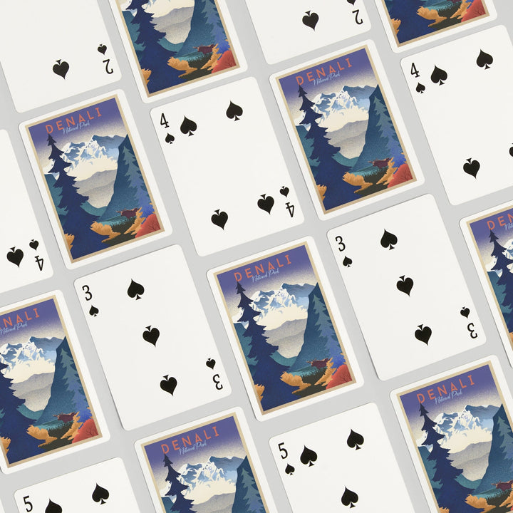 Playing Cards, Denali National Park, Alaska, Mountain Scene, Lithograph, 52 Card Deck with Jokers in Box, Unique Art Cards Lantern Press 