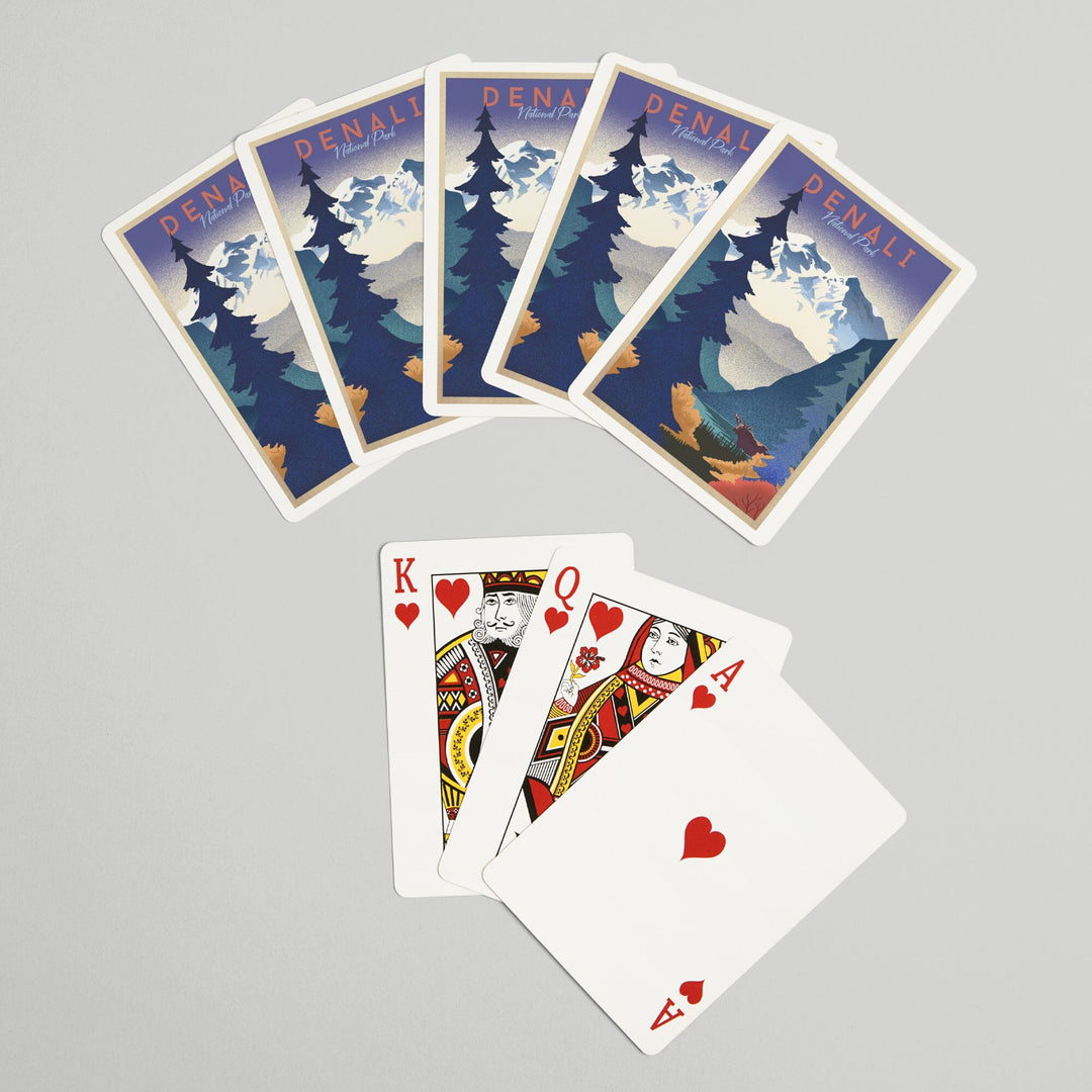 Playing Cards, Denali National Park, Alaska, Mountain Scene, Lithograph, 52 Card Deck with Jokers in Box, Unique Art Cards Lantern Press 