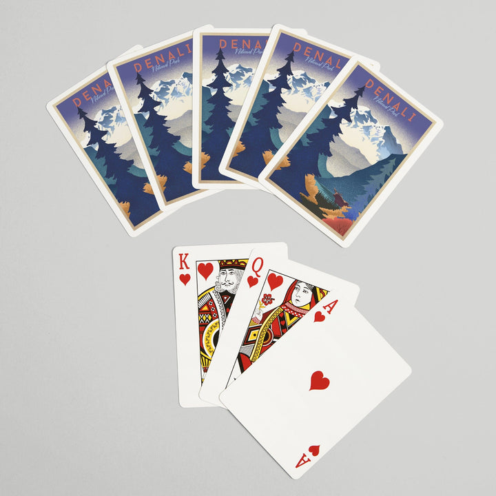 Playing Cards, Denali National Park, Alaska, Mountain Scene, Lithograph, 52 Card Deck with Jokers in Box, Unique Art Cards Lantern Press 