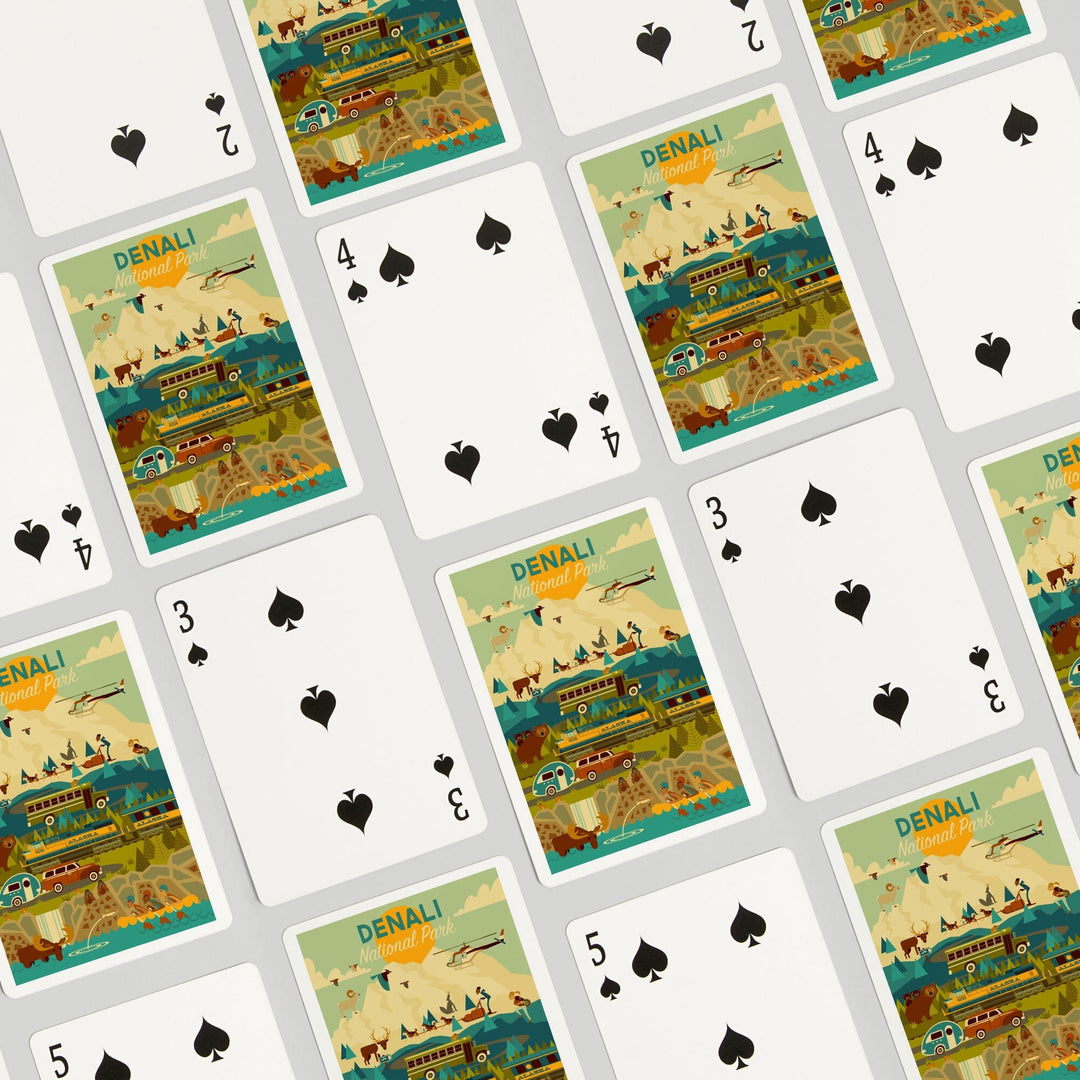 Playing Cards, Denali National Park and Preserve, Geometric National Park Series, 52 Card Deck with Jokers in Box, Unique Art Cards Lantern Press 