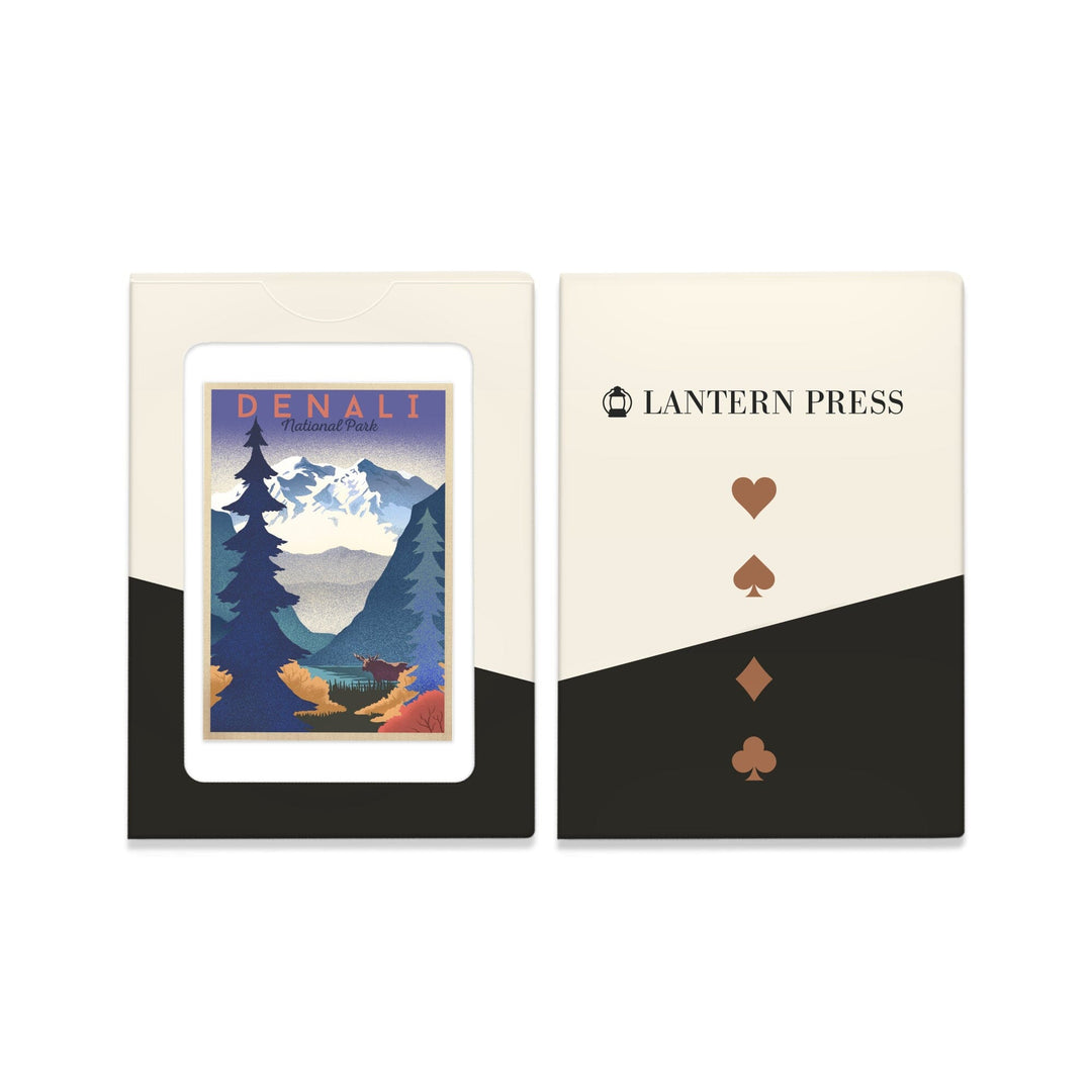 Playing Cards, Denali National Park, Mountain Scene, Lithograph, 52 Card Deck with Jokers in Box, Unique Art Cards Lantern Press 