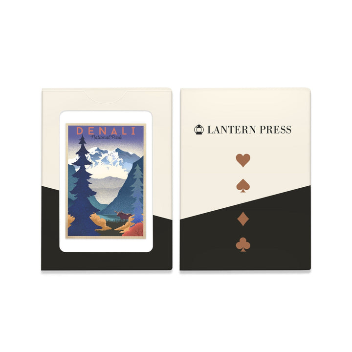 Playing Cards, Denali National Park, Mountain Scene, Lithograph, 52 Card Deck with Jokers in Box, Unique Art Cards Lantern Press 