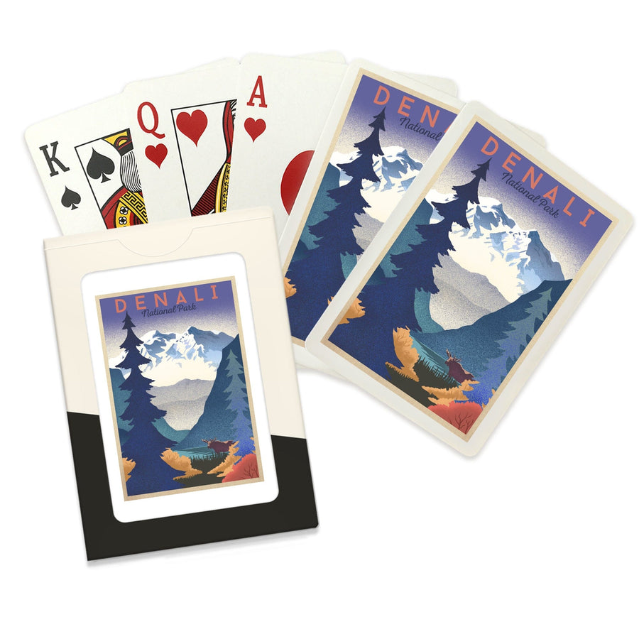 Playing Cards, Denali National Park, Mountain Scene, Lithograph, 52 Card Deck with Jokers in Box, Unique Art Cards Lantern Press 