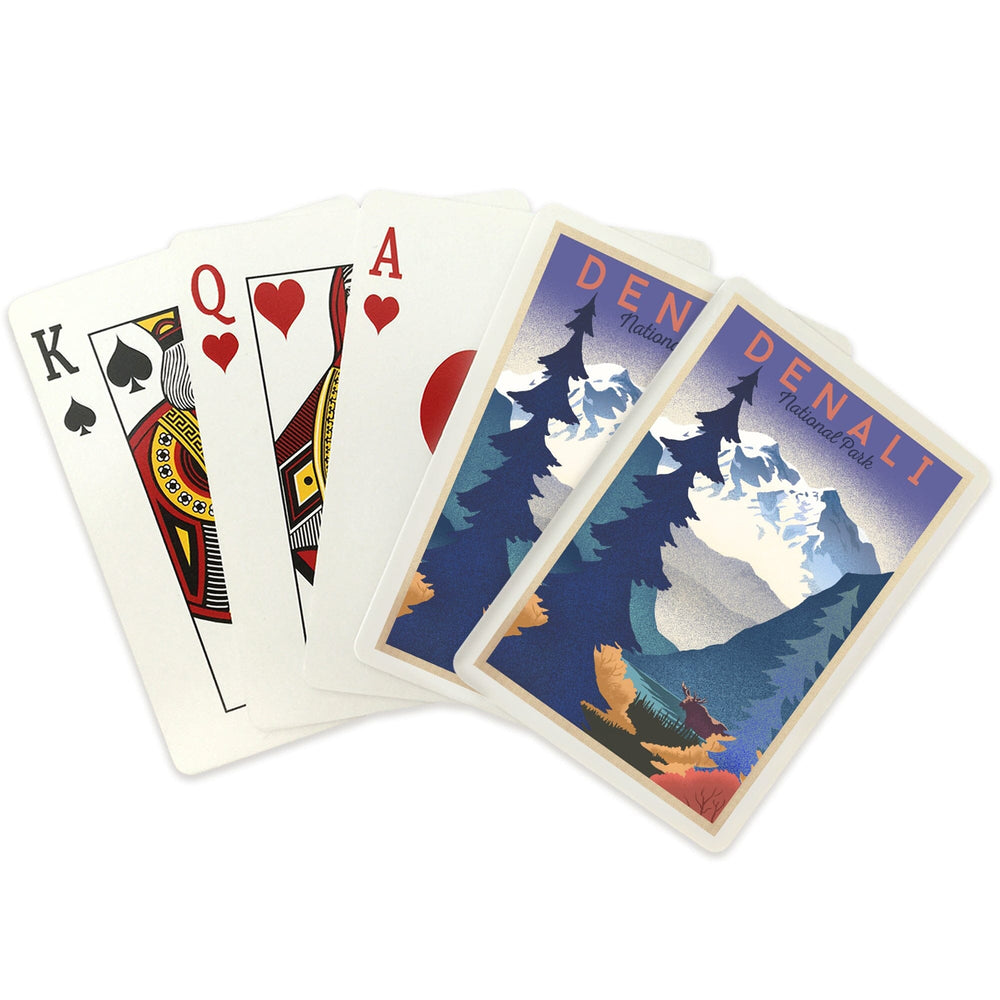 Playing Cards, Denali National Park, Mountain Scene, Lithograph, 52 Card Deck with Jokers in Box, Unique Art Cards Lantern Press 