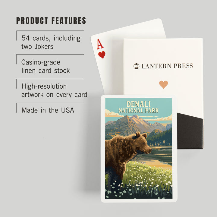 Playing Cards, Denali National Park, Painterly, Bear, 52 Card Deck with Jokers in Box, Unique Art Cards Lantern Press 