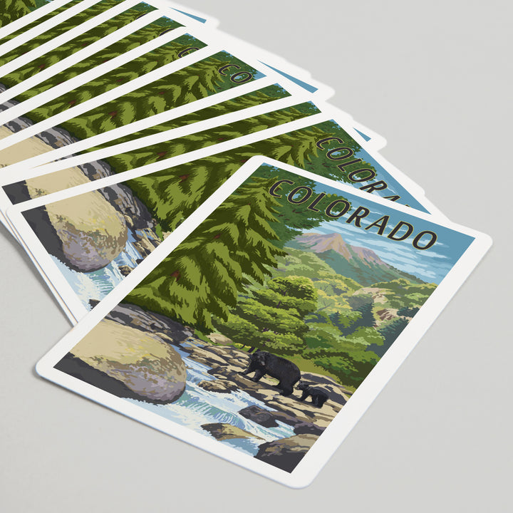 Playing Cards, Denver, Colorado, Painterly, Bear at River, 52 Card Deck with Jokers in Box, Unique Art Cards Lantern Press 