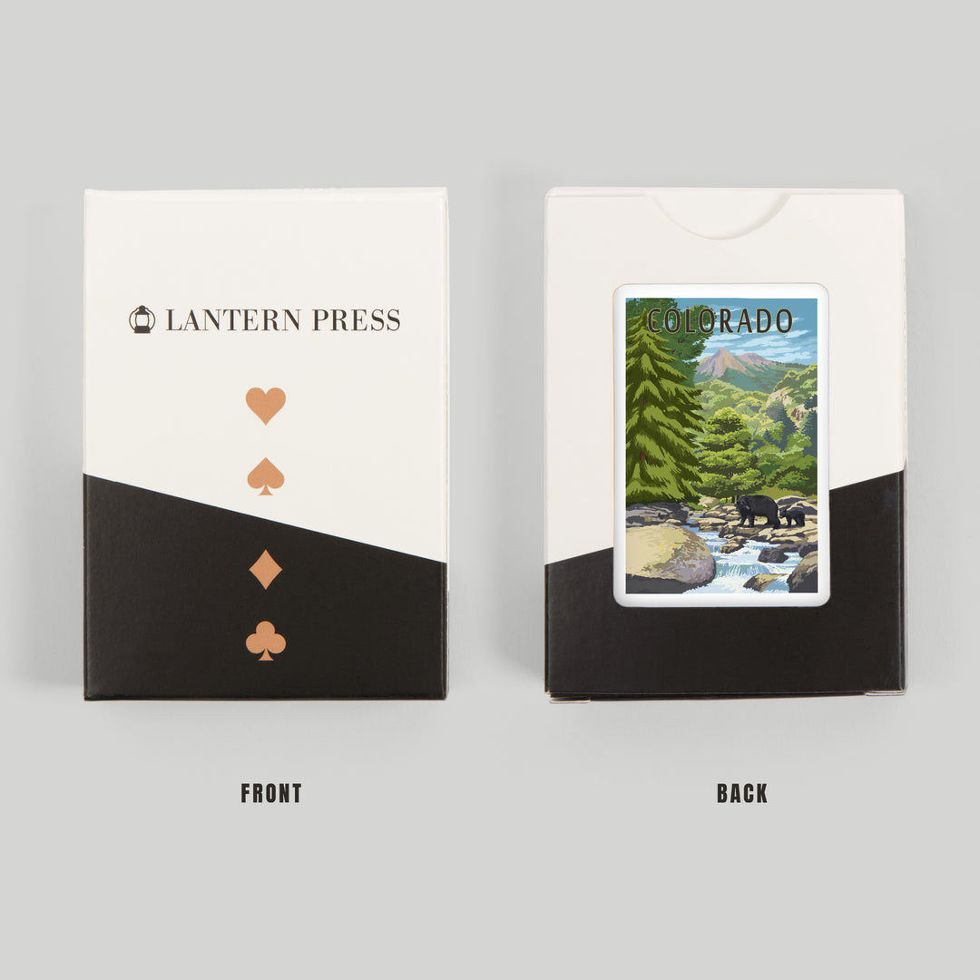 Playing Cards, Denver, Colorado, Painterly, Bear at River, 52 Card Deck with Jokers in Box, Unique Art Cards Lantern Press 