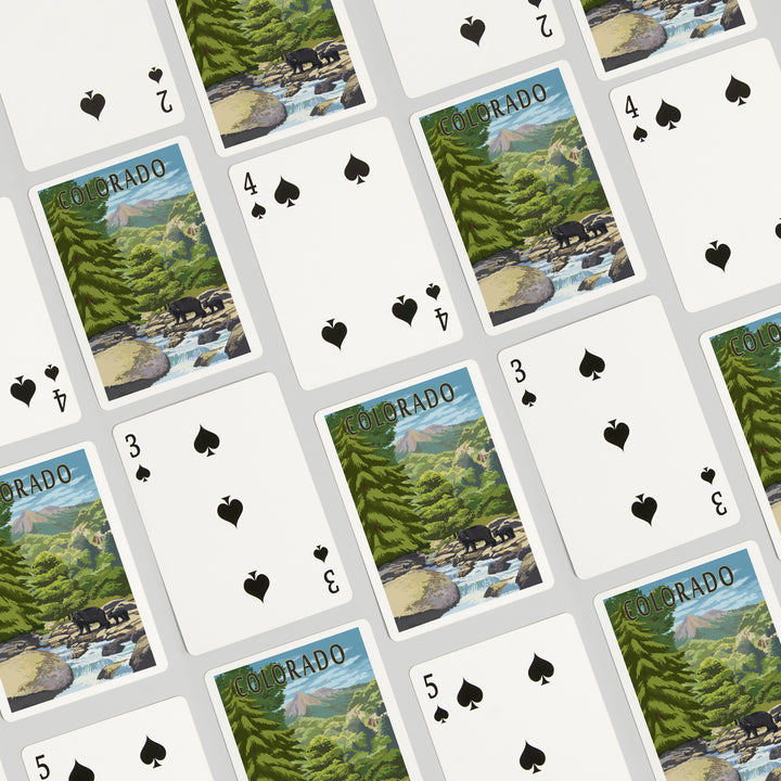 Playing Cards, Denver, Colorado, Painterly, Bear at River, 52 Card Deck with Jokers in Box, Unique Art Cards Lantern Press 