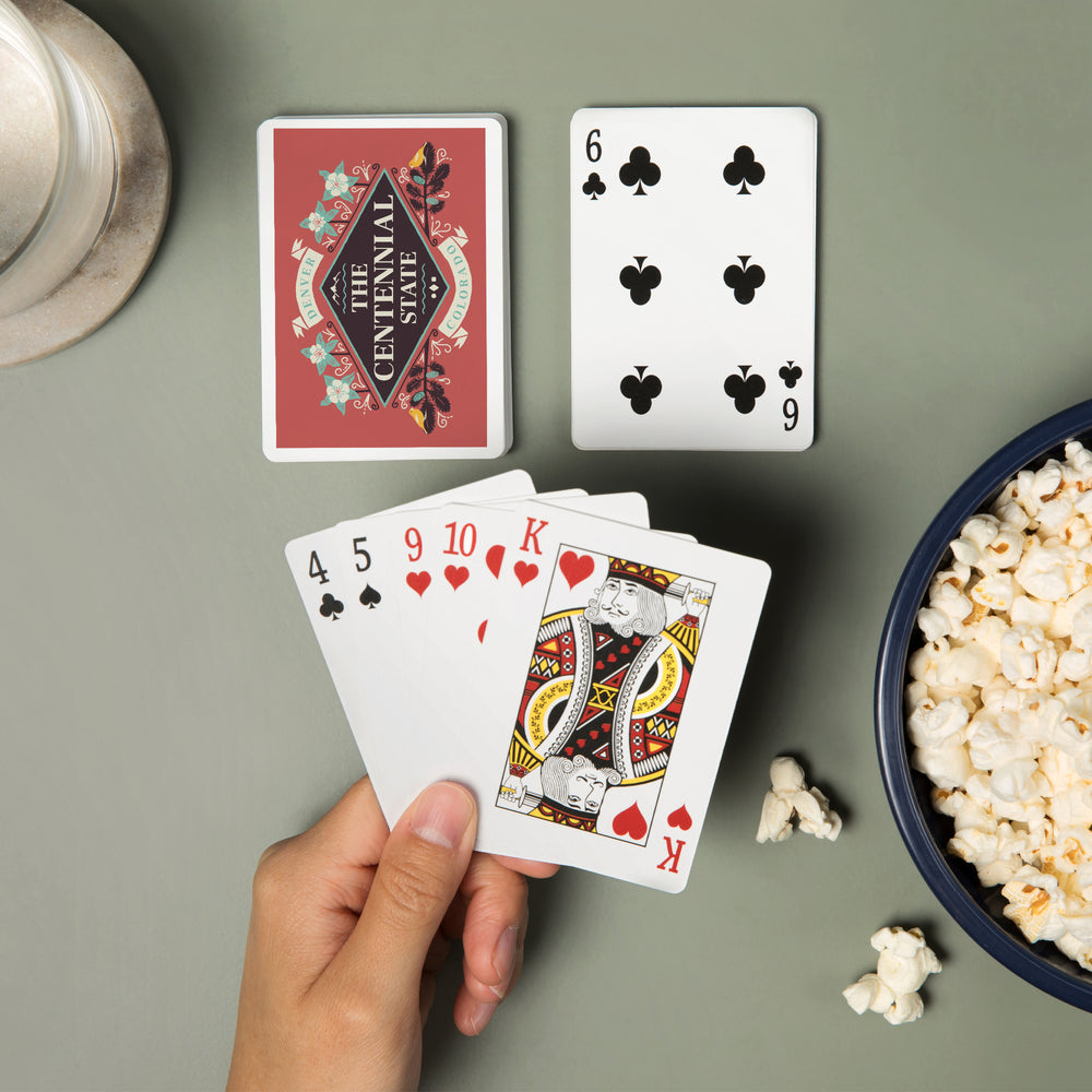 Playing Cards, Denver, Colorado, State Motto Crest, State Series, 52 Card Deck with Jokers in Box, Unique Art Cards Lantern Press 