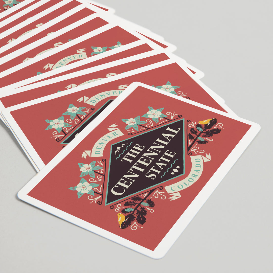 Playing Cards, Denver, Colorado, State Motto Crest, State Series, 52 Card Deck with Jokers in Box, Unique Art Cards Lantern Press 