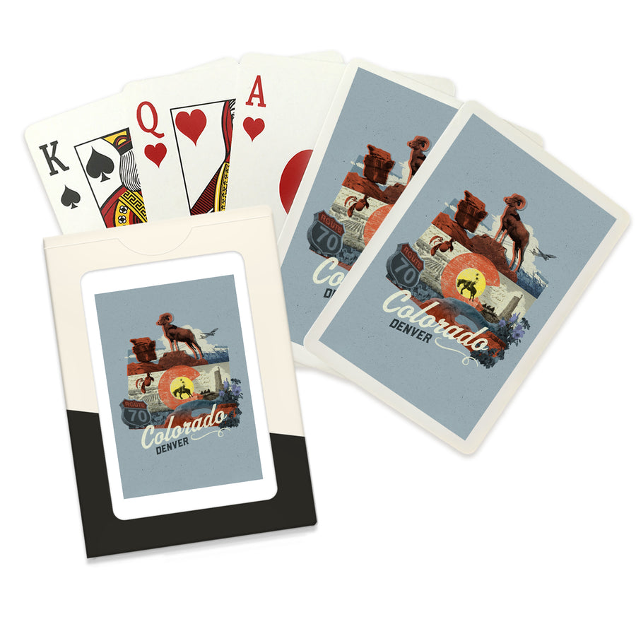 Playing Cards, Denver, Colorado, State Photomontage, State Series, 52 Card Deck with Jokers in Box, Unique Art Cards Lantern Press 