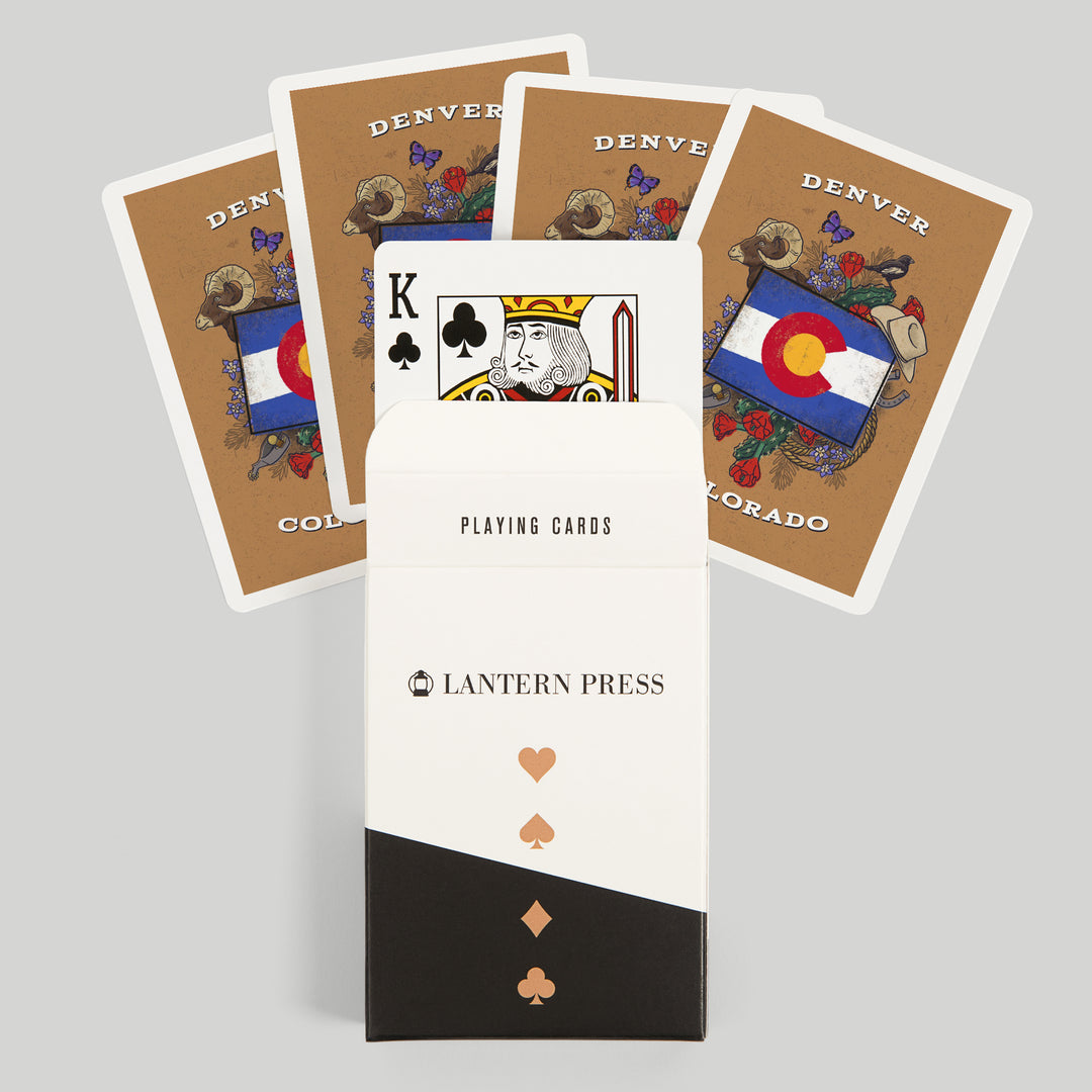 Playing Cards, Denver, Colorado, State Treasure Trove, State Series, 52 Card Deck with Jokers in Box, Unique Art Cards Lantern Press 