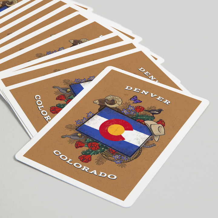 Playing Cards, Denver, Colorado, State Treasure Trove, State Series, 52 Card Deck with Jokers in Box, Unique Art Cards Lantern Press 