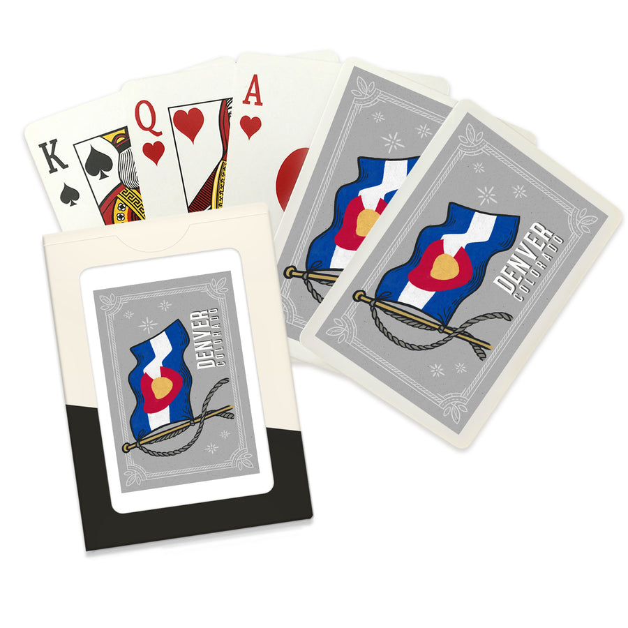 Playing Cards, Denver, Colorado, Waving State Flag, State Series, 52 Card Deck with Jokers in Box, Unique Art Cards Lantern Press 