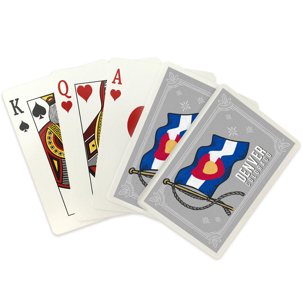 Playing Cards, Denver, Colorado, Waving State Flag, State Series, 52 Card Deck with Jokers in Box, Unique Art Cards Lantern Press 