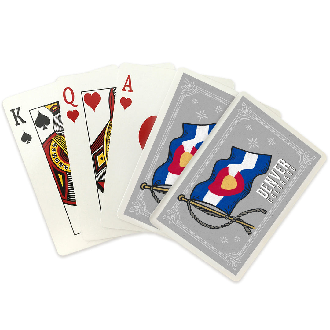 Playing Cards, Denver, Colorado, Waving State Flag, State Series, 52 Card Deck with Jokers in Box, Unique Art Cards Lantern Press 
