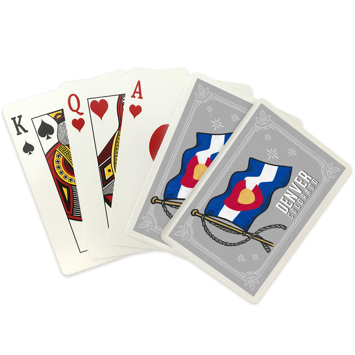 Playing Cards, Denver, Colorado, Waving State Flag, State Series, 52 Card Deck with Jokers in Box, Unique Art Cards Lantern Press 