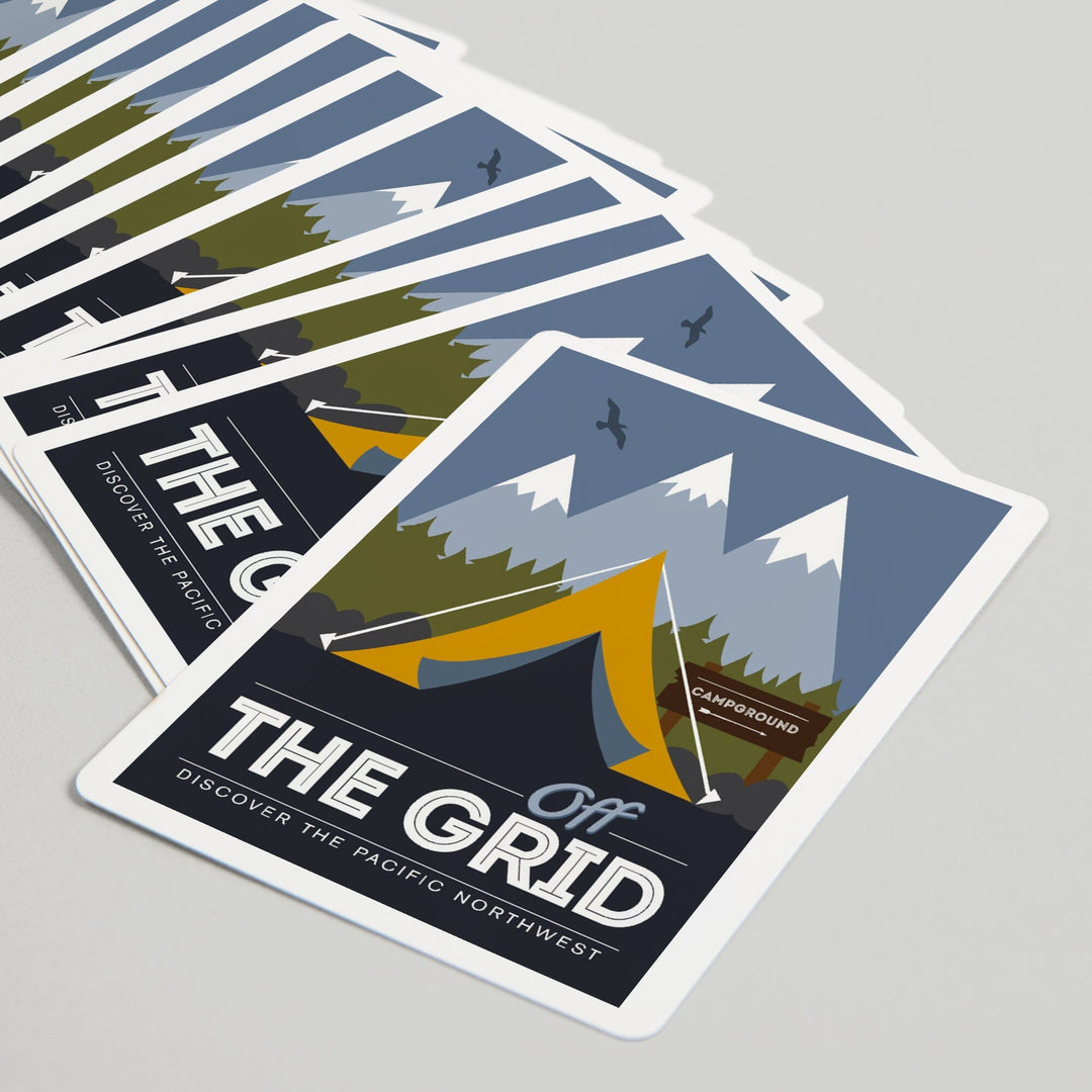 Playing Cards, Discover the Pacific Northwest, Off the Grid, Tent, 52 Card Deck with Jokers in Box, Unique Art Cards Lantern Press 