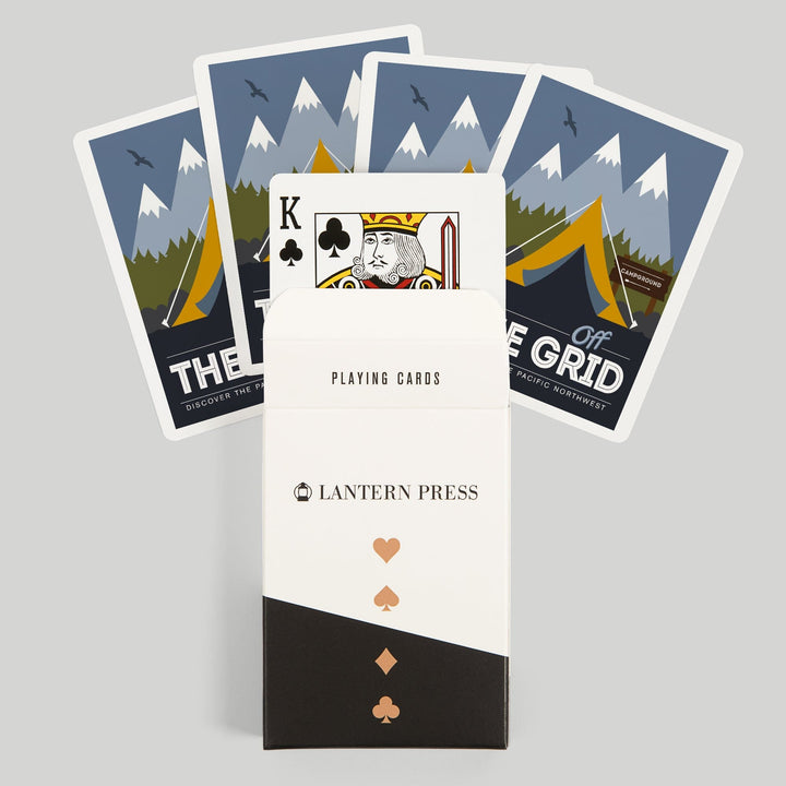 Playing Cards, Discover the Pacific Northwest, Off the Grid, Tent, 52 Card Deck with Jokers in Box, Unique Art Cards Lantern Press 
