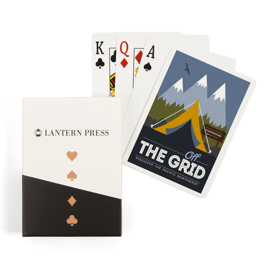 Playing Cards, Discover the Pacific Northwest, Off the Grid, Tent, 52 Card Deck with Jokers in Box, Unique Art Cards Lantern Press 