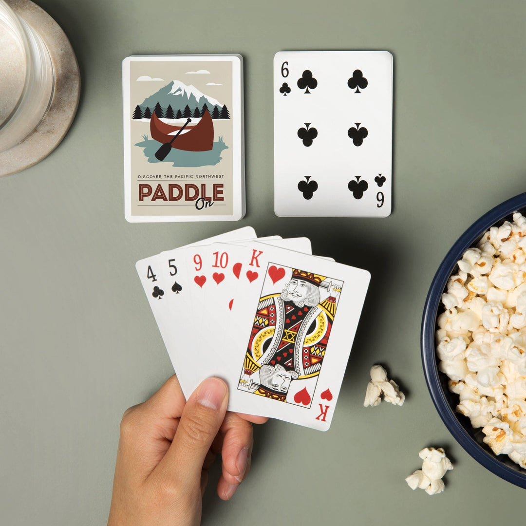 Playing Cards, Discover the Pacific Northwest, Paddle On, Canoe, 52 Card Deck with Jokers in Box, Unique Art Cards Lantern Press 