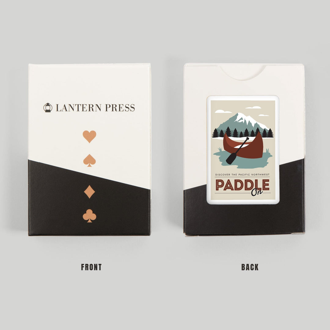 Playing Cards, Discover the Pacific Northwest, Paddle On, Canoe, 52 Card Deck with Jokers in Box, Unique Art Cards Lantern Press 