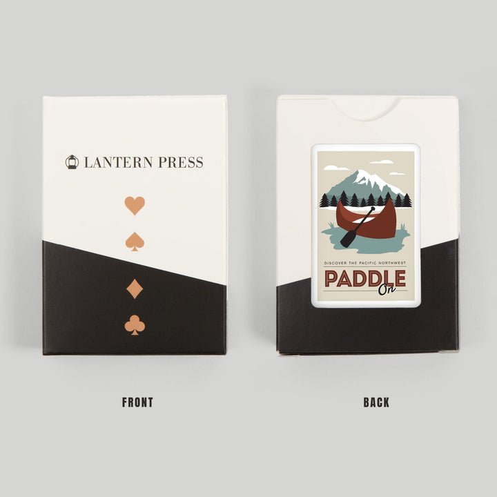 Playing Cards, Discover the Pacific Northwest, Paddle On, Canoe, 52 Card Deck with Jokers in Box, Unique Art Cards Lantern Press 
