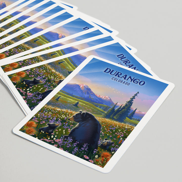 Playing Cards, Durango, Colorado, Lithograph, Bear Family in Field, 52 Card Deck with Jokers in Box, Unique Art Cards Lantern Press 