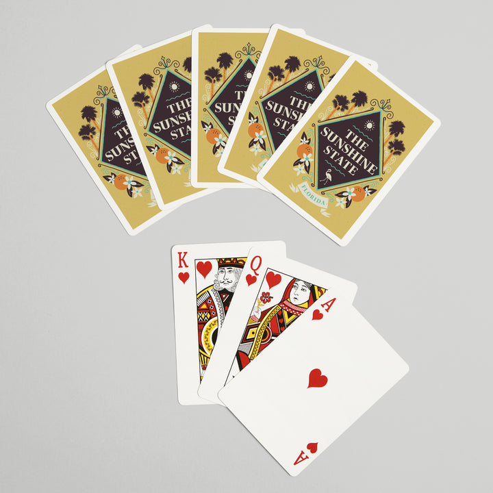 Playing Cards, Florida, State Motto Crest, State Series, 52 Card Deck with Jokers in Box, Unique Art Cards Lantern Press 