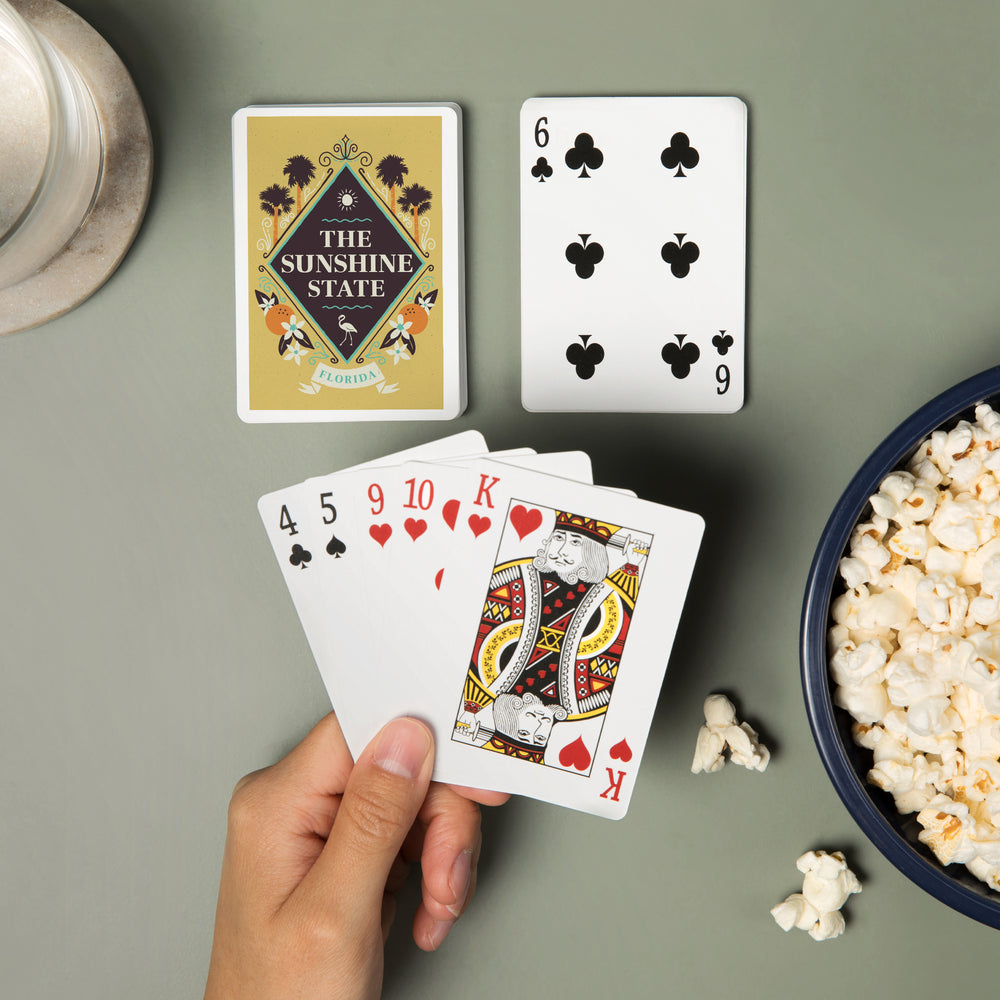 Playing Cards, Florida, State Motto Crest, State Series, 52 Card Deck with Jokers in Box, Unique Art Cards Lantern Press 