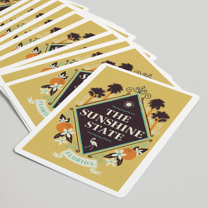 Playing Cards, Florida, State Motto Crest, State Series, 52 Card Deck with Jokers in Box, Unique Art Cards Lantern Press 