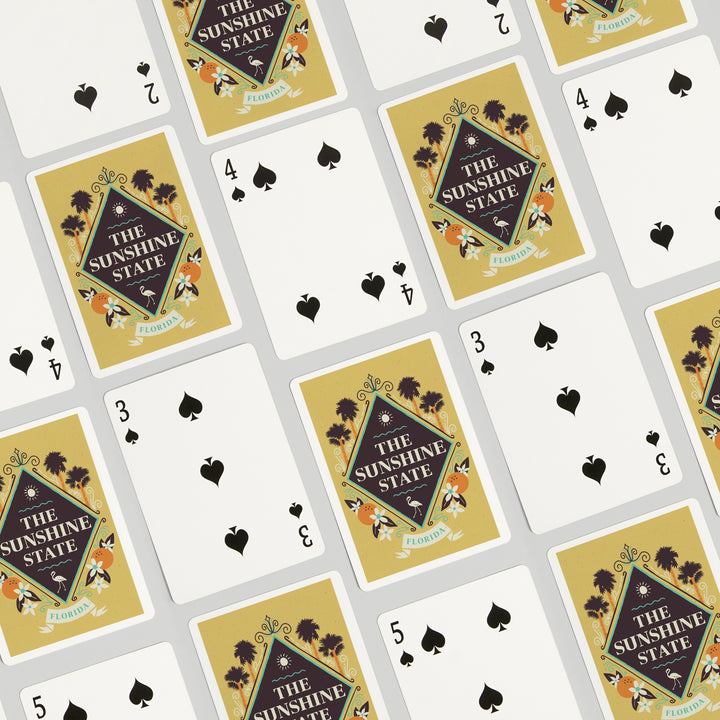 Playing Cards, Florida, State Motto Crest, State Series, 52 Card Deck with Jokers in Box, Unique Art Cards Lantern Press 