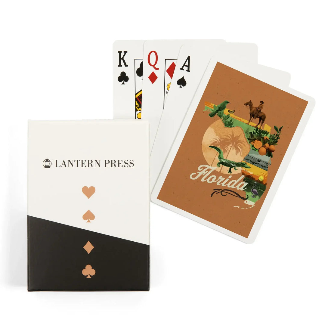 Playing Cards, Florida, State Photomontage, State Series, 52 Card Deck with Jokers in Box, Unique Art Cards Lantern Press 