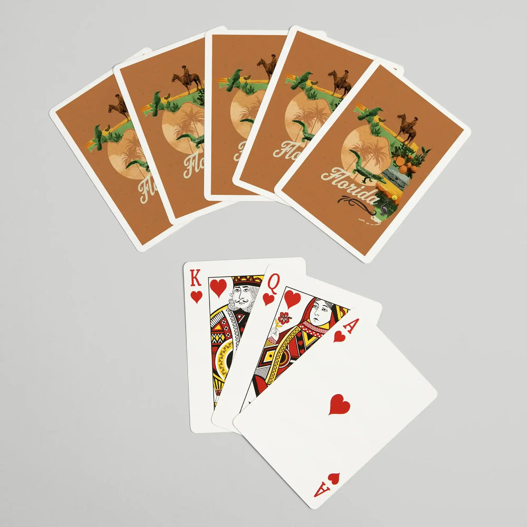 Playing Cards, Florida, State Photomontage, State Series, 52 Card Deck with Jokers in Box, Unique Art Cards Lantern Press 