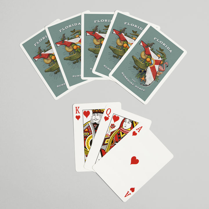 Playing Cards, Florida, State Treasure Trove, State Series, 52 Card Deck with Jokers in Box, Unique Art Cards Lantern Press 