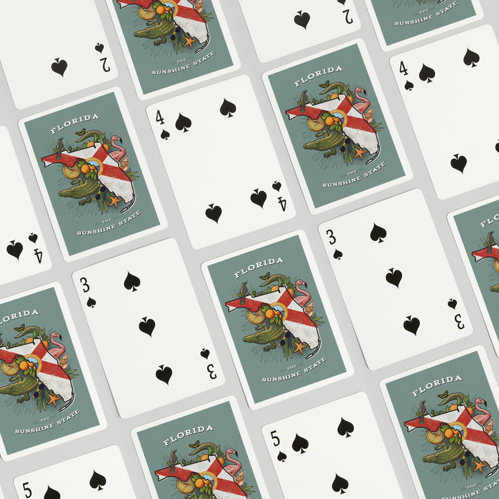 Playing Cards, Florida, State Treasure Trove, State Series, 52 Card Deck with Jokers in Box, Unique Art Cards Lantern Press 